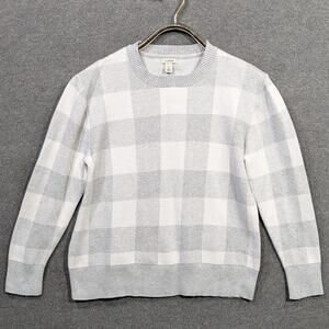 LL Bean Sweater Womens Medium Jacquard Cotton Cashmere Crewneck Outdoor Layer